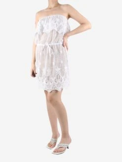 White Crochet Off-the-shoulder Beach Dress - Size L