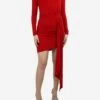 Red Long-sleeved Gathered Dress - Size UK 10 -The Dress Suite IMG 8395 7fcc781c d4cd 4a53 8fb0 9cab2b14ebbe