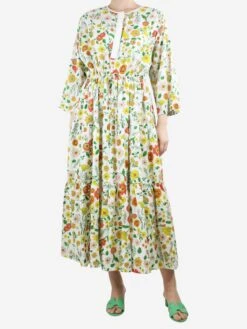 Multi Floral-printed Midi Dress - Size S