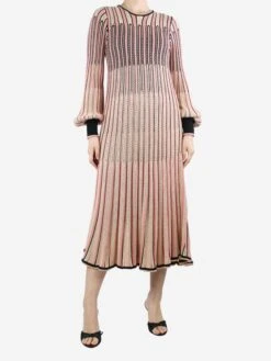 Zimmermann Pink And Beige Knit Midi Dress - Size UK 10 -The Dress Suite IMG 8661 ca11f61e d4da 4ea3 987d e3b2022dd542