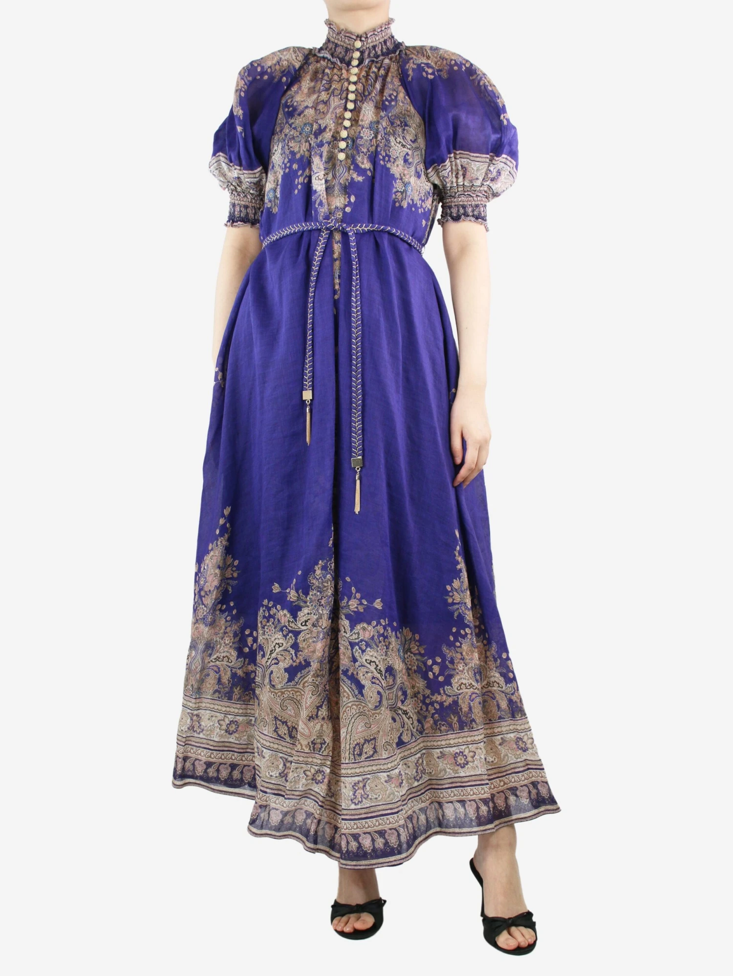 Zimmermann Purple High-neck Printed Maxi Dress - Size UK 8 3 Zimmermann Purple High-neck Printed Maxi Dress - Size UK 8