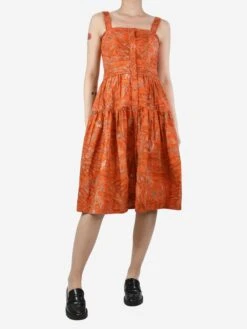 ULLA JOHNSON Orange Floral Printed Strap Dress - Size UK 8 -The Dress Suite IMG 8710 6e9d2147 4321 4a53 8064 2f69cf26d1e9