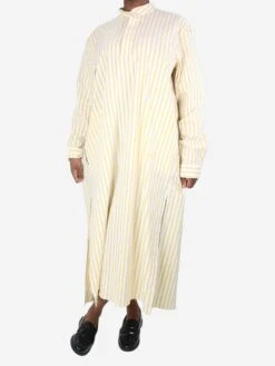 Yellow And White Striped Shirt Dress - Size L -The Dress Suite IMG 8907