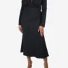 Black Long-sleeved Stretch Cady Midi Dress - Size UK 12
