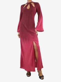 RIXO Burgundy Open-back Cutout Silk Maxi Dress - Size XS -The Dress Suite IMG 8967