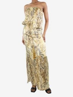 Brown Strapless Snake Print Dress - Size UK 8 -The Dress Suite IMG 8983 b89f1fbc 39c1 4dcd a280 374f0041a493