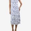 Blue Short-sleeved Printed Midi Dress - Size UK 6 -The Dress Suite IMG 8986 dda69fd1 f605 418c 945d 871249533f9a