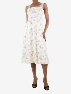 Cream Sleeveless Floral-printed Midi Dress - Size UK 6 -The Dress Suite IMG 8997 ba742e62 6780 45a7 8a22 a9b9e53a46bd