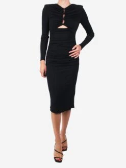 Black Ruched Midi Dress - Size UK 8 -The Dress Suite IMG 9019 ce681c90 8c38 4d19 a2a3 6499264a30f9