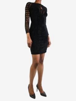 Dolce & Gabbana Black Gathered Lace Dress - Size UK 12 -The Dress Suite IMG 9048