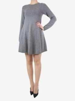 Grey Cashmere Flared Dress - Size S
