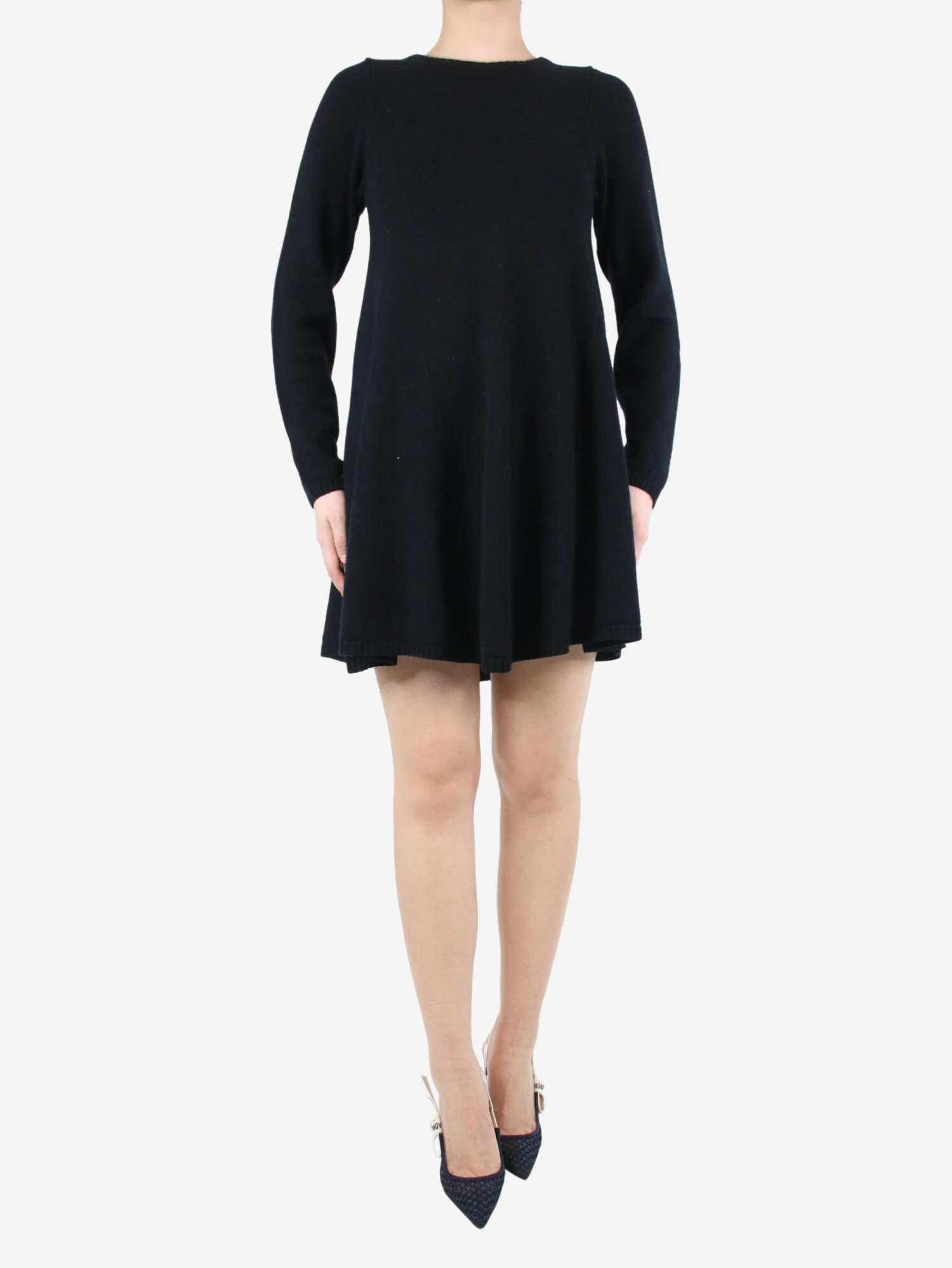Black Cashmere Flared Dress - Size M 5 Black Cashmere Flared Dress - Size M - Image 3
