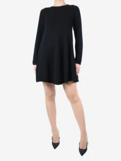 Black Cashmere Flared Dress - Size M