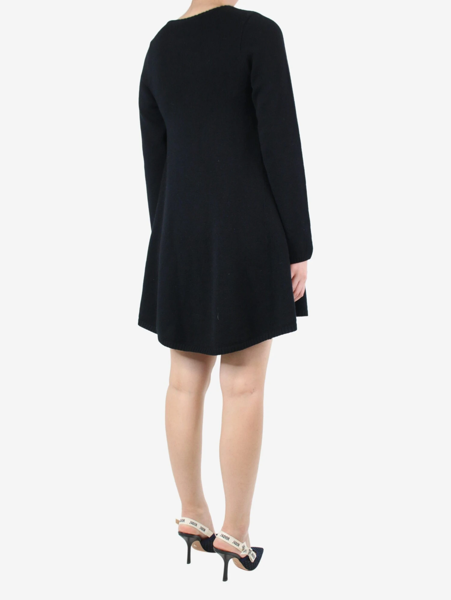 Black Cashmere Flared Dress - Size M 4 Black Cashmere Flared Dress - Size M - Image 2