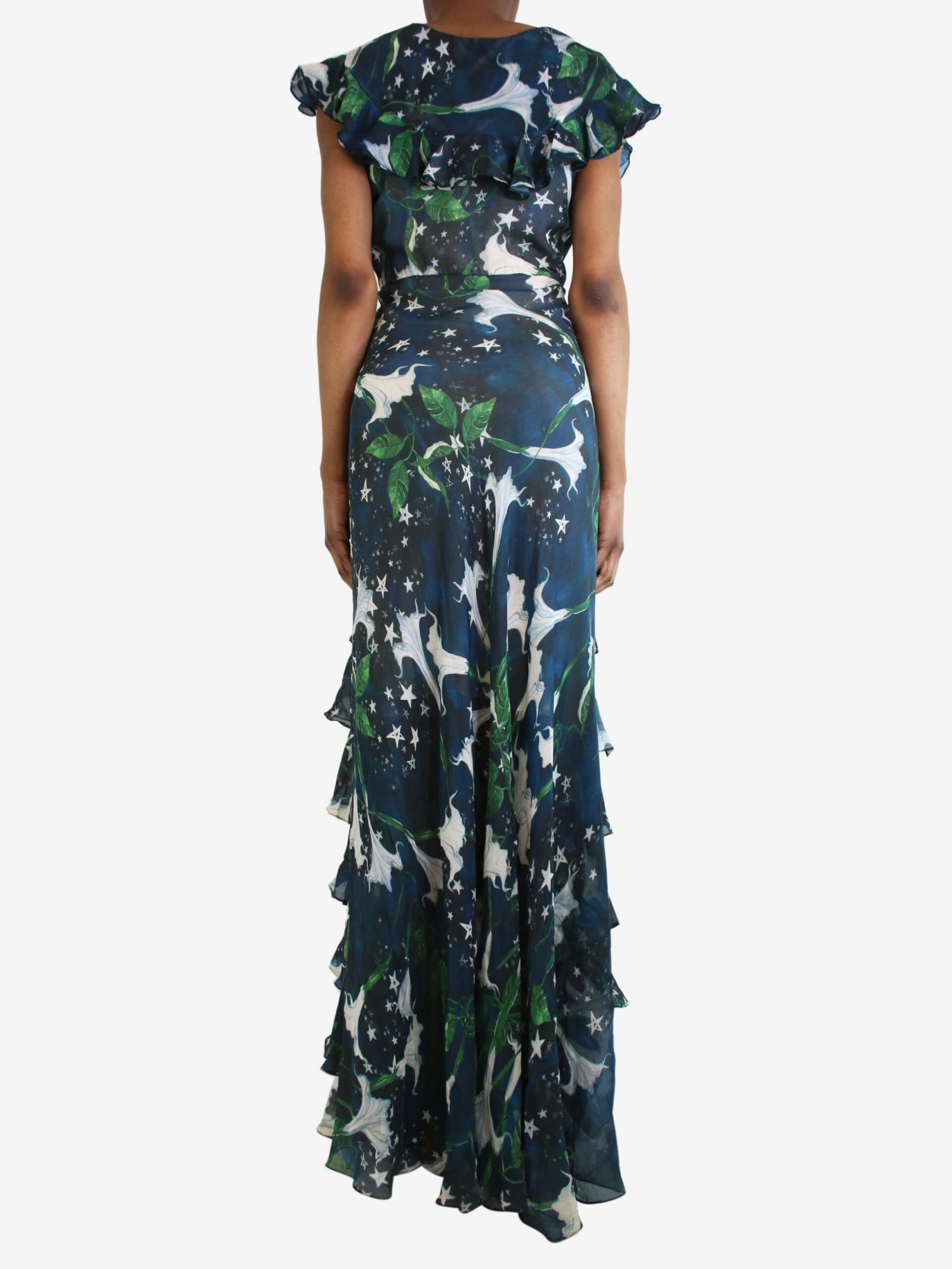 Blue Printed Ruffle Maxi Dress - Size UK 8 4 Blue Printed Ruffle Maxi Dress - Size UK 8 - Image 2