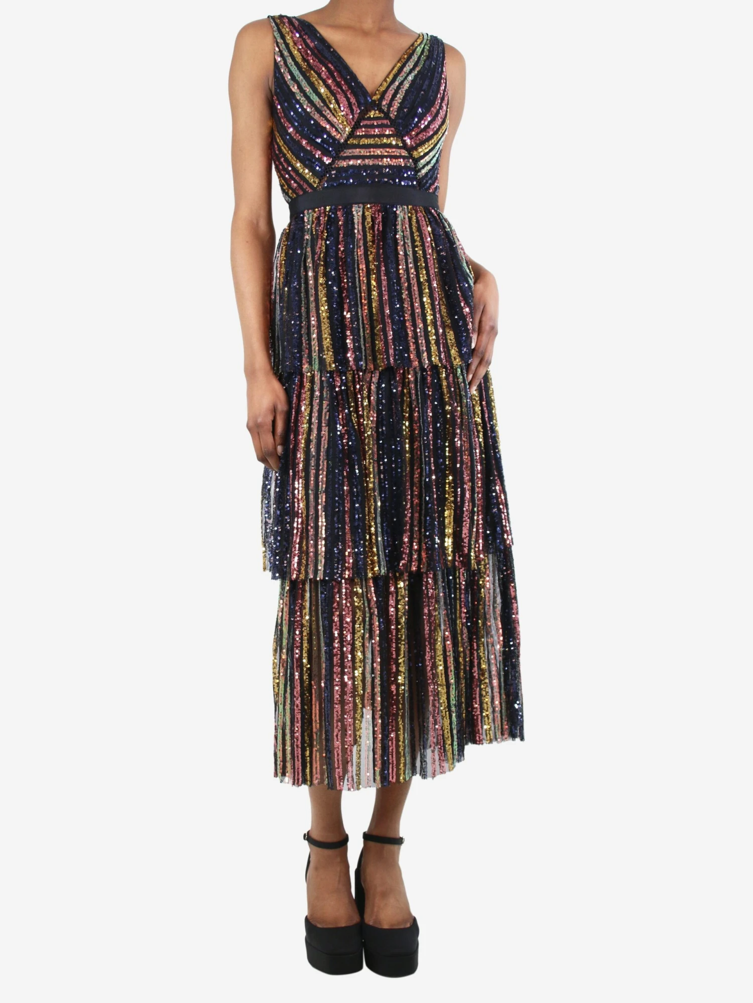 SELF PORTRAIT Multicoloured Sequin Dress - Size UK 6 3 SELF PORTRAIT Multicoloured Sequin Dress - Size UK 6