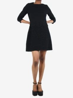 Christian Dior Black Cutout Wool Dress - Size UK 10