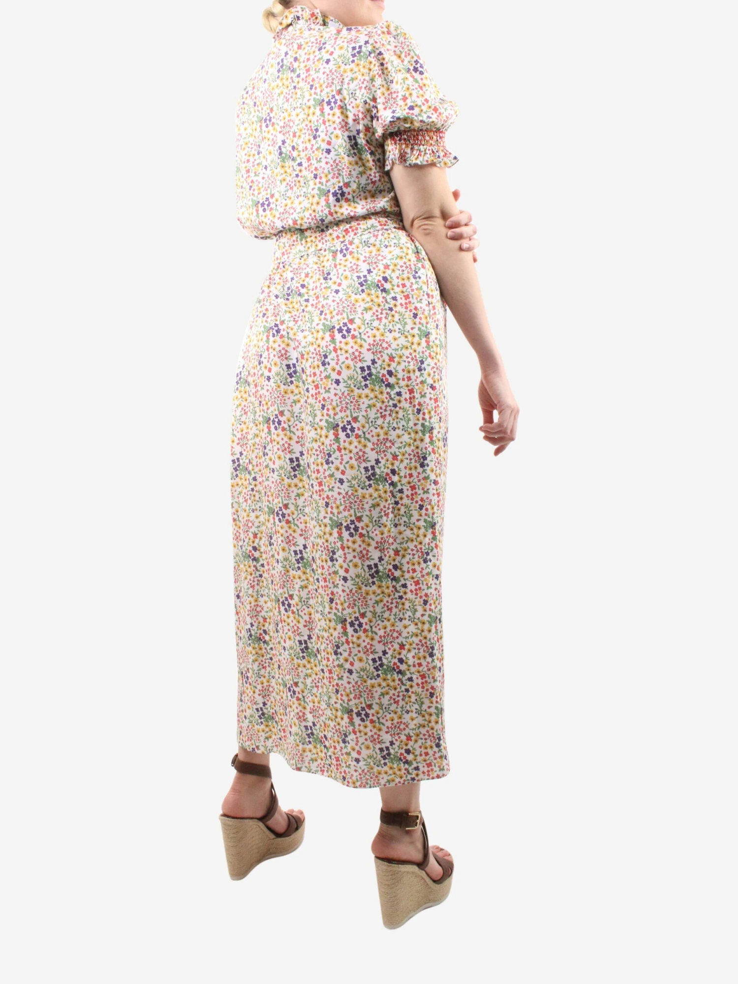 Multicoloured Floral Printed Dress With Belt - Size L 4 Multicoloured Floral Printed Dress With Belt - Size L - Image 2