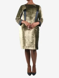 Etro Gold Beats Sleeve Detail Dress - Size UK 12