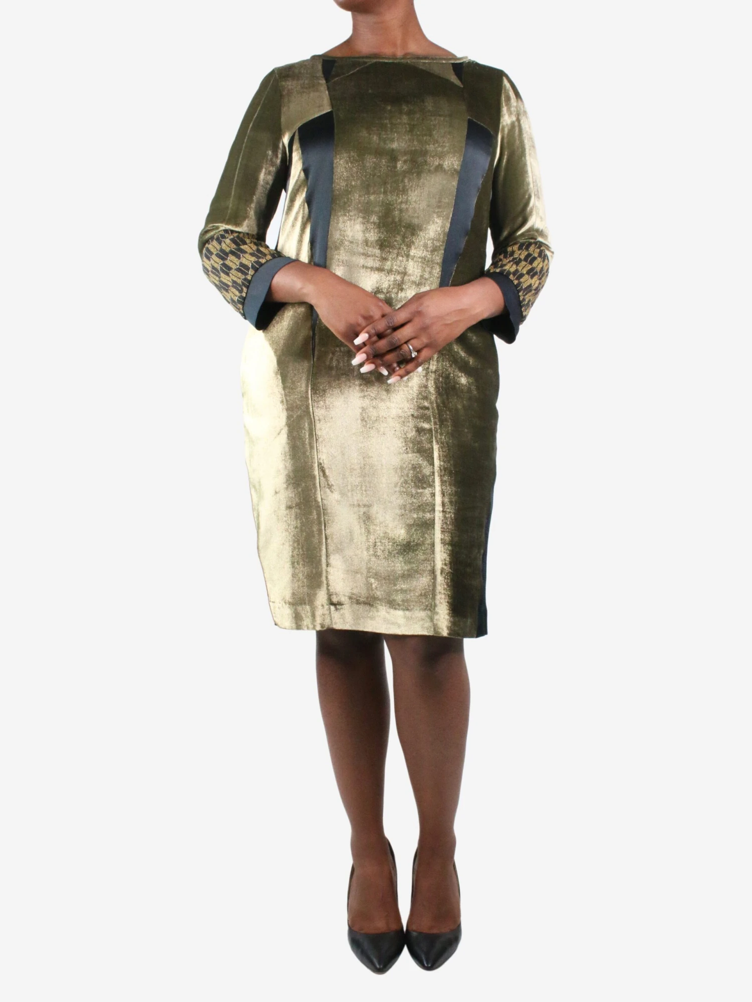 Etro Gold Beats Sleeve Detail Dress - Size UK 12 3 Etro Gold Beats Sleeve Detail Dress - Size UK 12