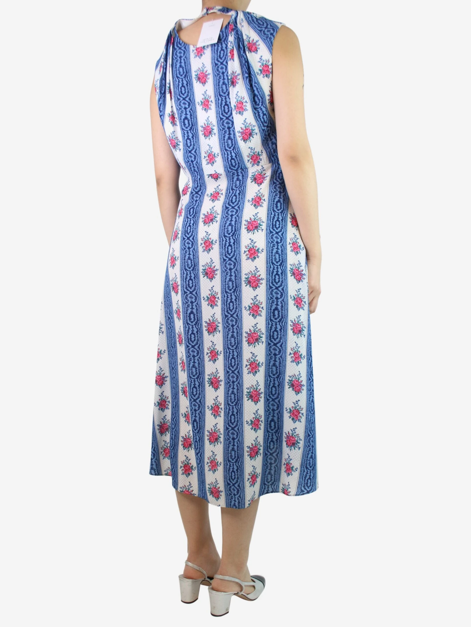 Blue Sleeveless Floral Printed Dress - Size UK 14 4 Blue Sleeveless Floral Printed Dress - Size UK 14 - Image 2