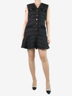 Sandro Black Tweed Sleeveless Dress - Size UK 12