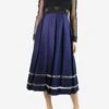 SELF PORTRAIT Blue Lace Pleated Dress - Size UK 12