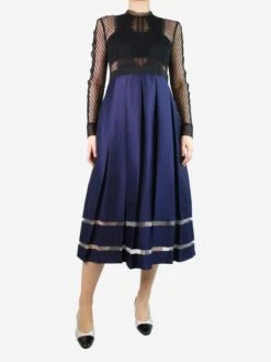 SELF PORTRAIT Blue Lace Pleated Dress - Size UK 12 -The Dress Suite IMG 9400 e1924f4e 6b6b 4293 b928 d8f2ab68c478