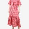 Red Belted Silk Floral-printed Midi Dress - Size M -The Dress Suite IMG 9440 1af51ef6 3d1f 4778 8846 3724bafcc022