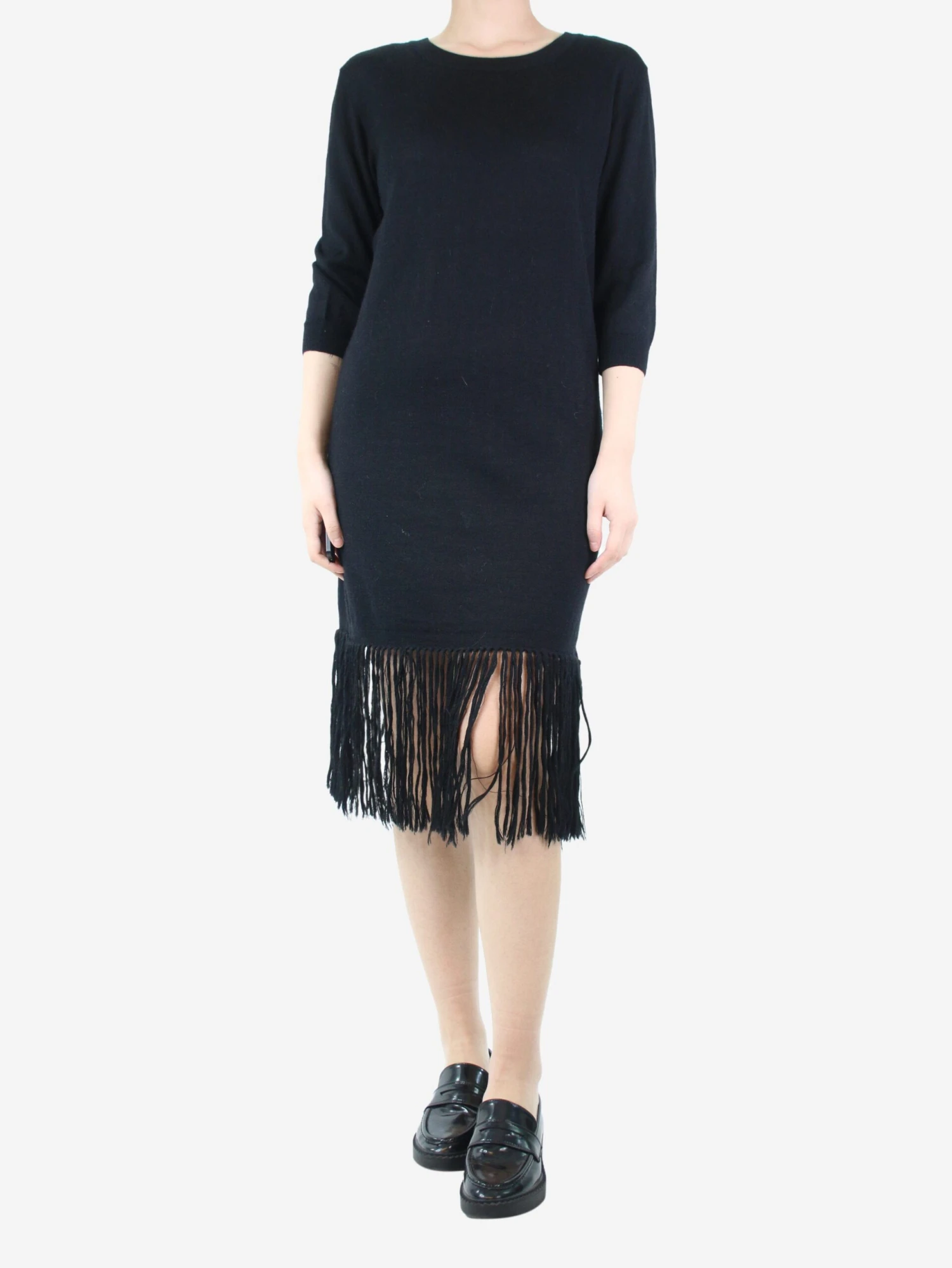 ULLA JOHNSON Black Fringed Knit Dress - Size S 3 ULLA JOHNSON Black Fringed Knit Dress - Size S