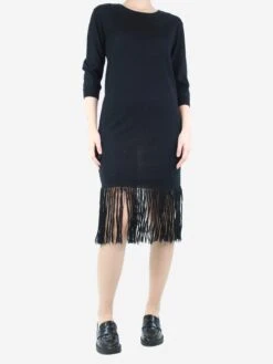 ULLA JOHNSON Black Fringed Knit Dress - Size S 7 ULLA JOHNSON Black Fringed Knit Dress - Size S -The Dress Suite IMG 9463