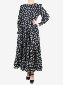 RIXO Black Floral Printed Maxi Dress - Size M