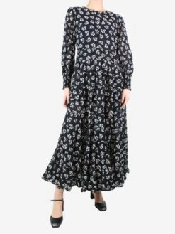 RIXO Black Floral Printed Maxi Dress - Size M -The Dress Suite IMG 9475 468df734 7338 4601 a706 281879a36ab5