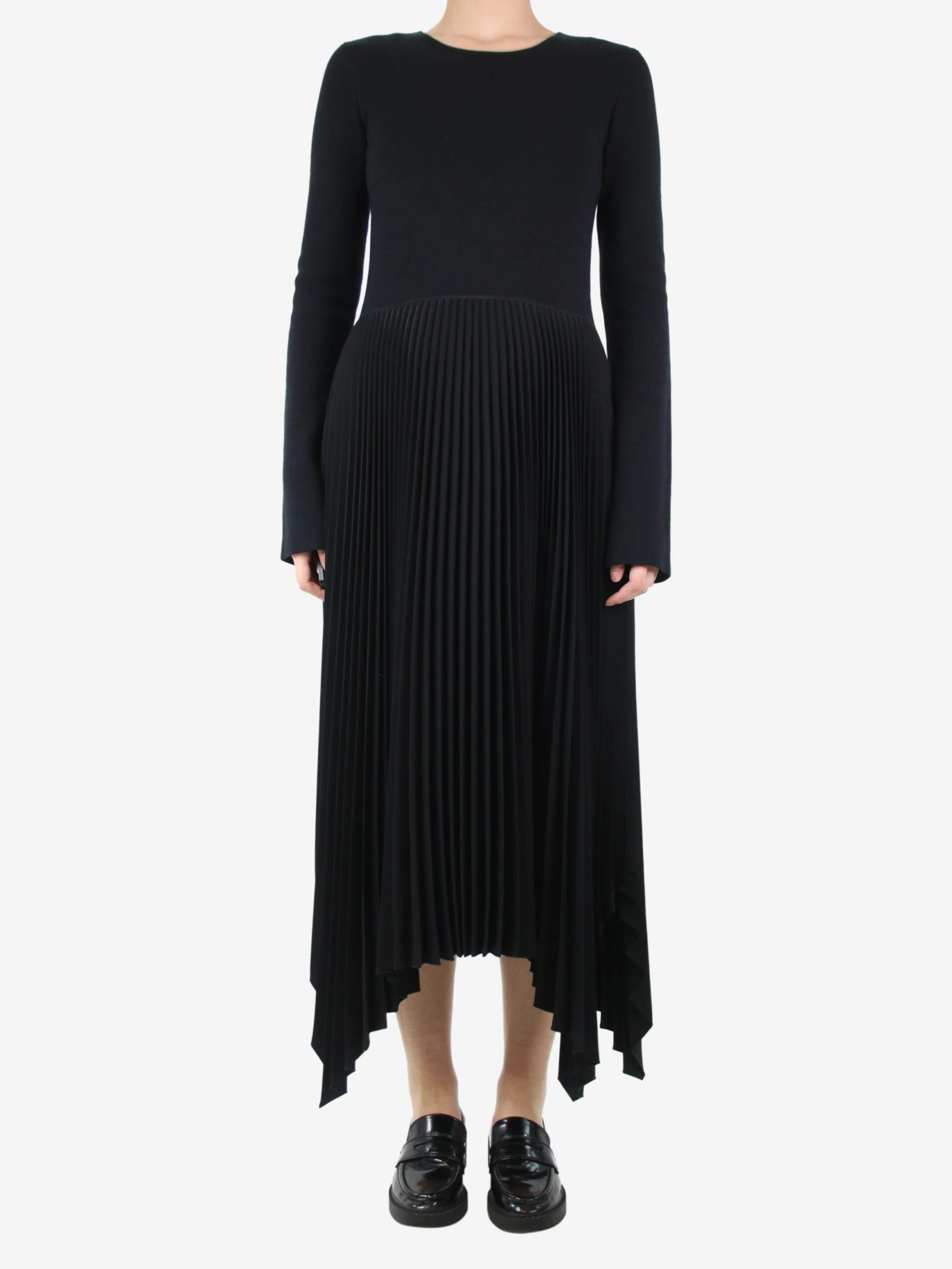 Joseph Black Asymmetric Pleated Midi Dress - Size UK 10 4 Joseph Black Asymmetric Pleated Midi Dress - Size UK 10 - Image 2