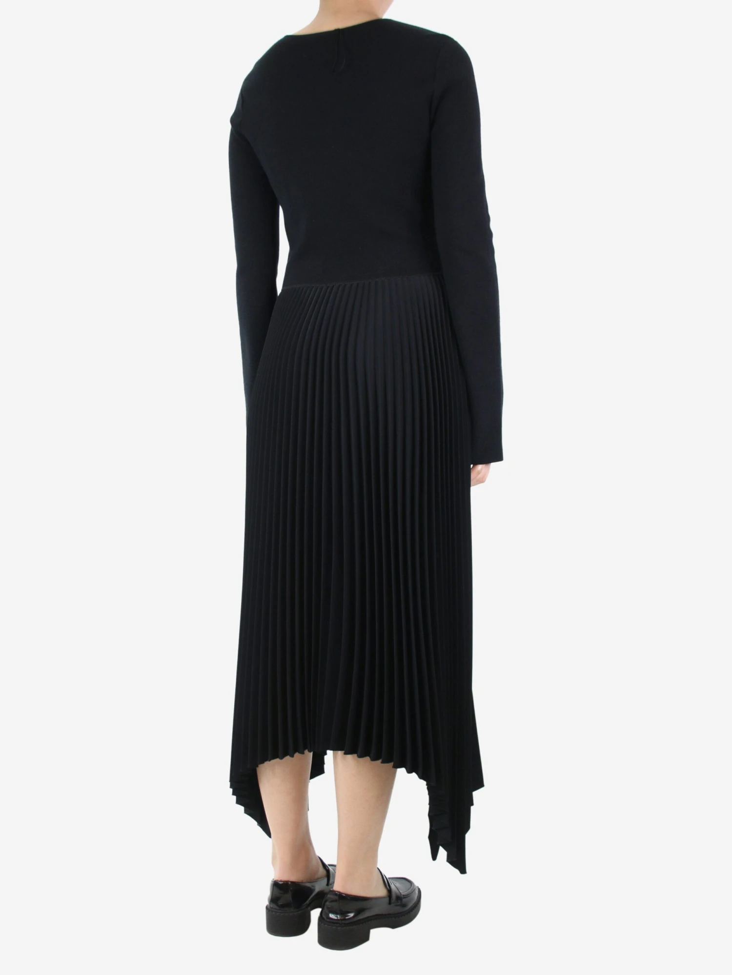 Joseph Black Asymmetric Pleated Midi Dress - Size UK 10 5 Joseph Black Asymmetric Pleated Midi Dress - Size UK 10 - Image 3