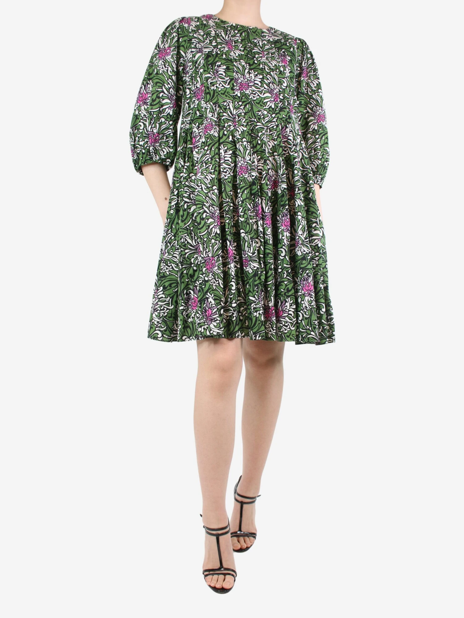 Green Floral Printed Dress - Size UK 12 5 Green Floral Printed Dress - Size UK 12 - Image 3