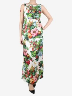 Dolce & Gabbana Multicoloured Sleeveless Floral Printed Dress - Size UK 8