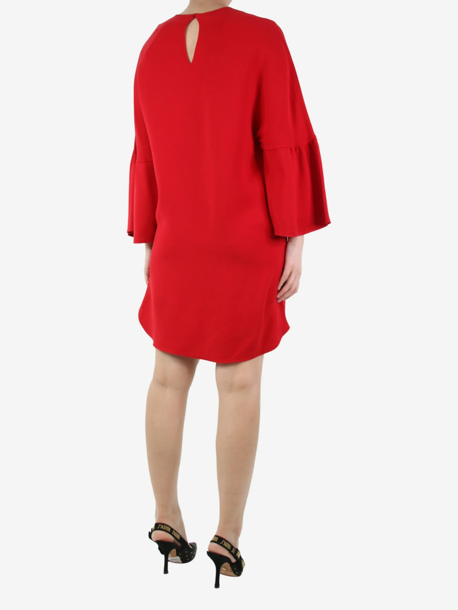 Valentino Red Silk Flare-sleeved Dress - Size UK 8 4 Valentino Red Silk Flare-sleeved Dress - Size UK 8 - Image 2