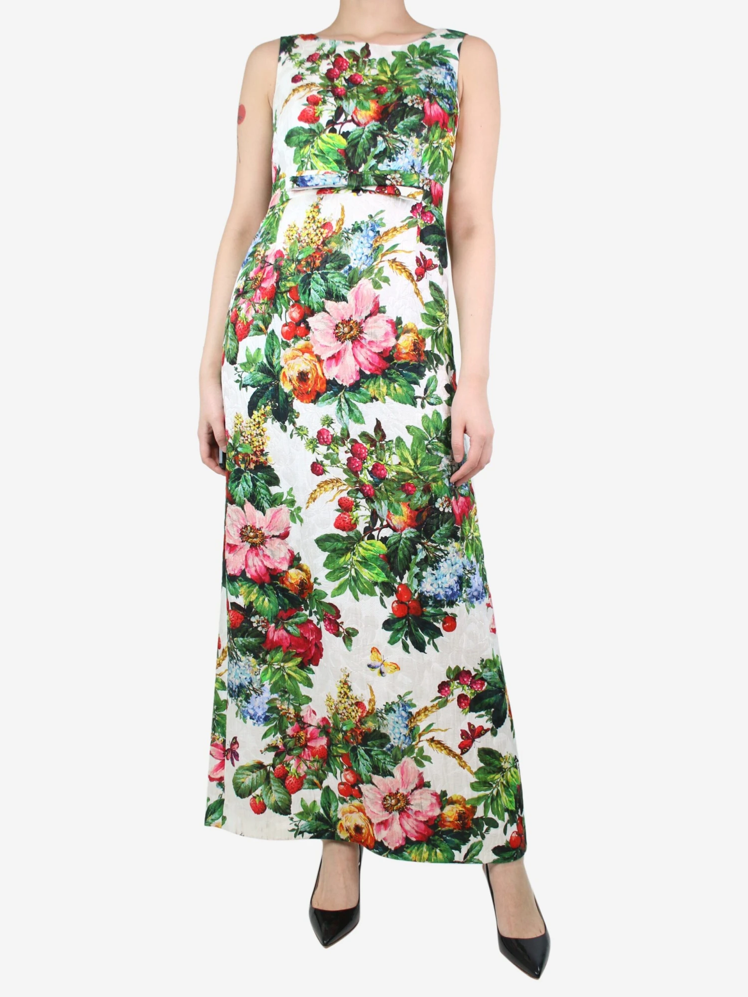 Dolce & Gabbana Multicoloured Sleeveless Floral Printed Dress - Size UK 8 5 Dolce & Gabbana Multicoloured Sleeveless Floral Printed Dress - Size UK 8 - Image 3