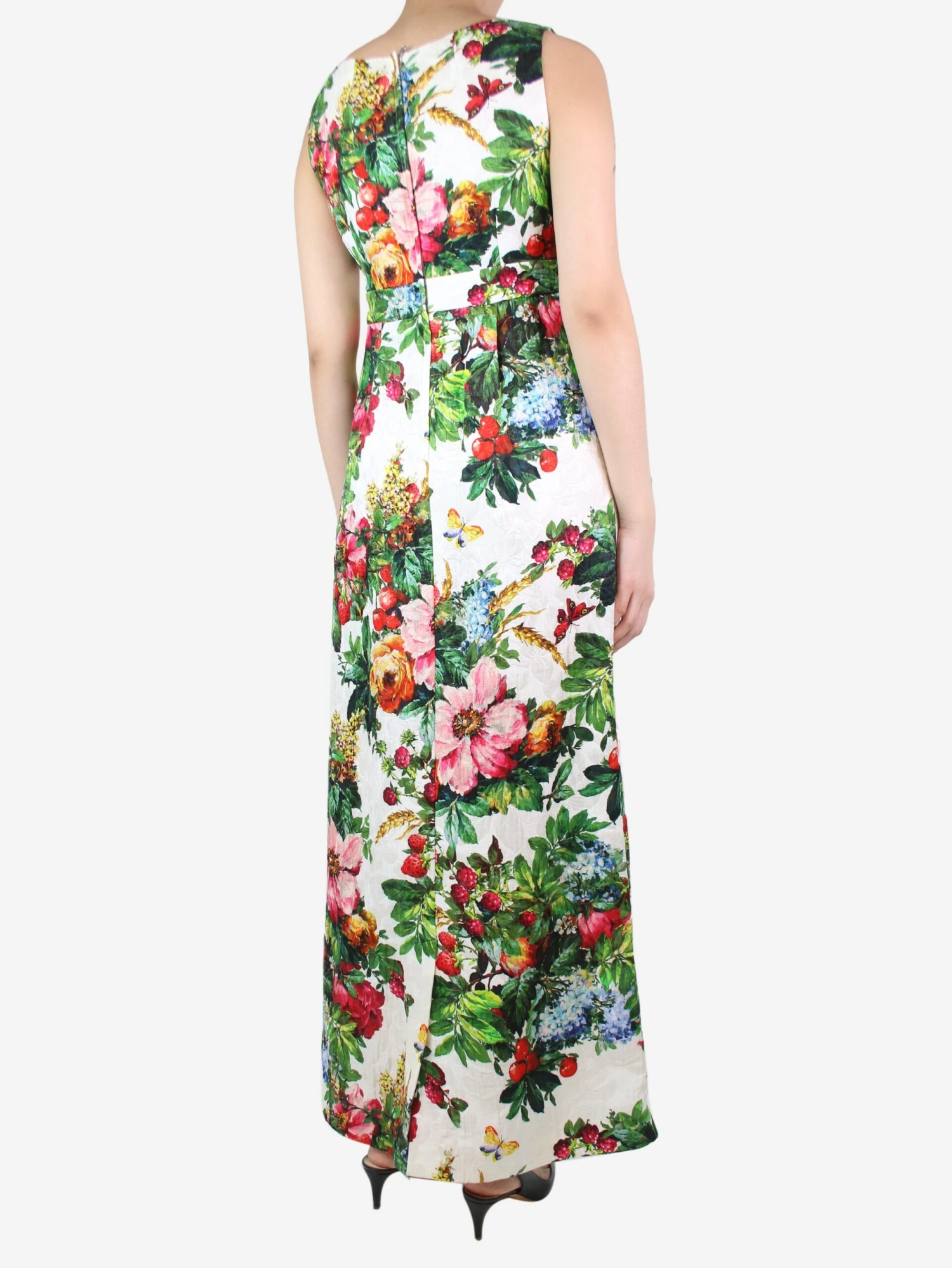 Dolce & Gabbana Multicoloured Sleeveless Floral Printed Dress - Size UK 8 4 Dolce & Gabbana Multicoloured Sleeveless Floral Printed Dress - Size UK 8 - Image 2