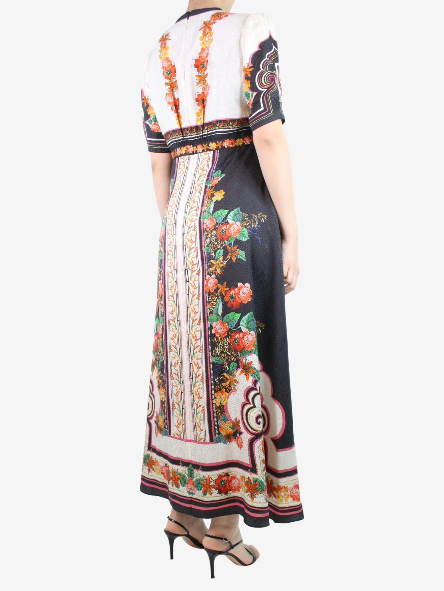 Multicoloured Floral Printed Silk Maxi Dress - Size UK 12 4 Multicoloured Floral Printed Silk Maxi Dress - Size UK 12 - Image 2