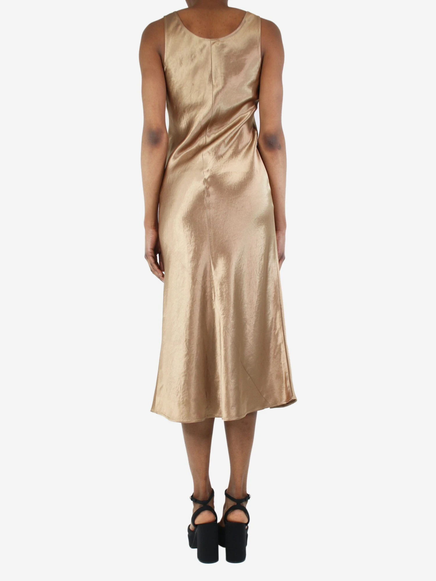 Max Mara Leisure Brown Satin Slip Dress - Size UK 4 4 Max Mara Leisure Brown Satin Slip Dress - Size UK 4 - Image 2
