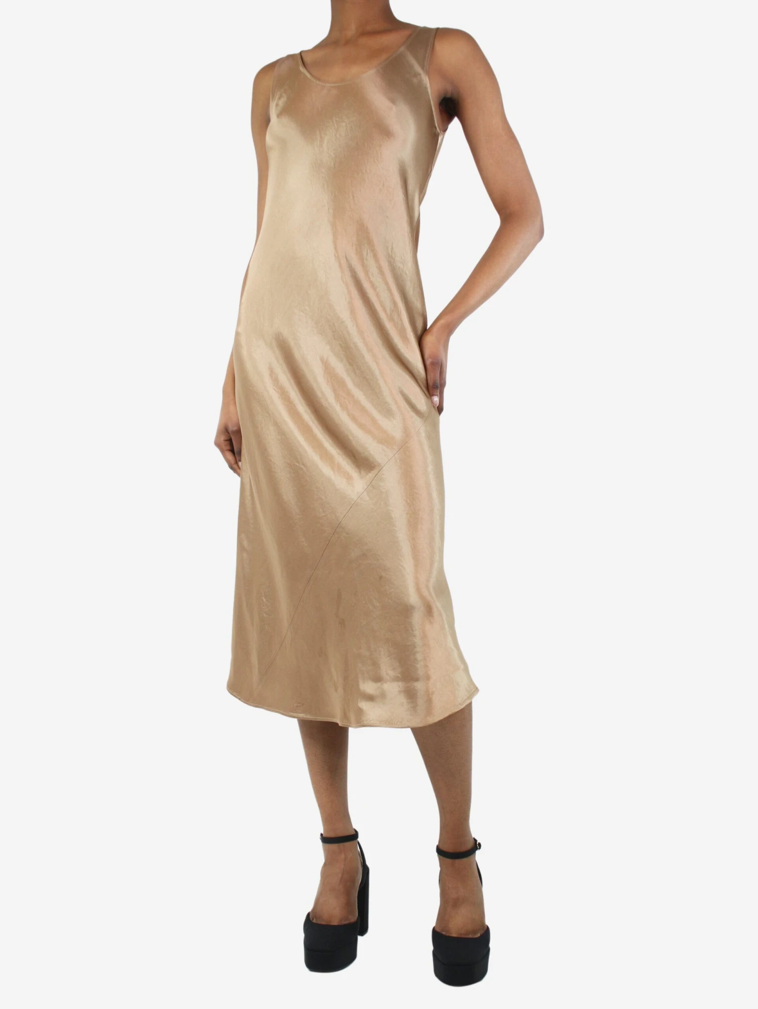 Max Mara Leisure Brown Satin Slip Dress - Size UK 4 3 Max Mara Leisure Brown Satin Slip Dress - Size UK 4
