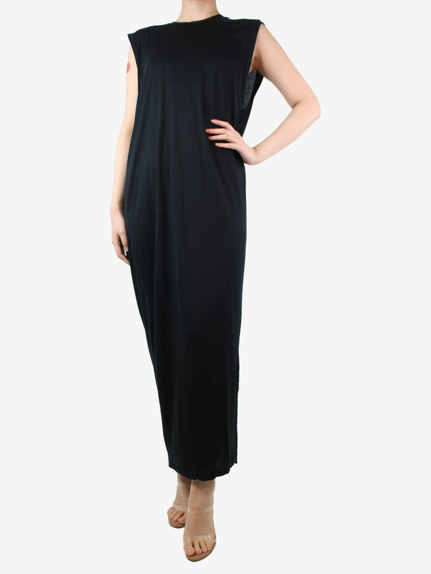 Acne Studios Black Short-sleeved Maxi Dress - Size L 3 Acne Studios Black Short-sleeved Maxi Dress - Size L