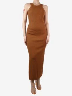 Toteme Rust Brown Ribbed Tank Dress - Size L -The Dress Suite IMG 9776