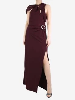 Burgundy Asymmetrical Maxi Dress - Size UK 14 7 Burgundy Asymmetrical Maxi Dress - Size UK 14 -The Dress Suite IMG 9780