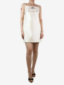 Miu Miu Cream Bejewelled Mini Dress - Size L -The Dress Suite IMG 9784 c440b140 bca2 41f9 80b1 77d59dee8966