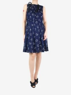 Marc Jacobs Dark Blue Sleeveless Floral Dress - Size UK 8 7 Marc Jacobs Dark Blue Sleeveless Floral Dress - Size UK 8 -The Dress Suite IMG 9809