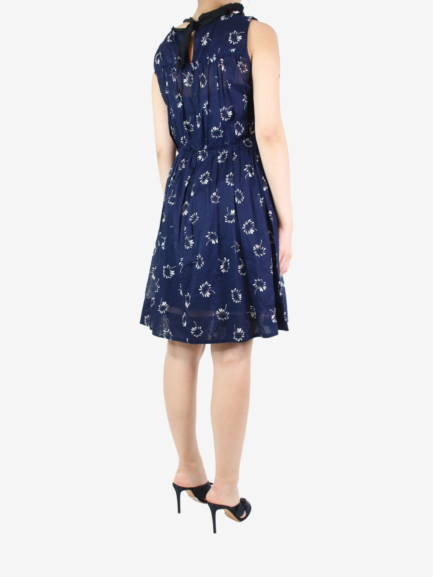 Marc Jacobs Dark Blue Sleeveless Floral Dress - Size UK 8 4 Marc Jacobs Dark Blue Sleeveless Floral Dress - Size UK 8 - Image 2