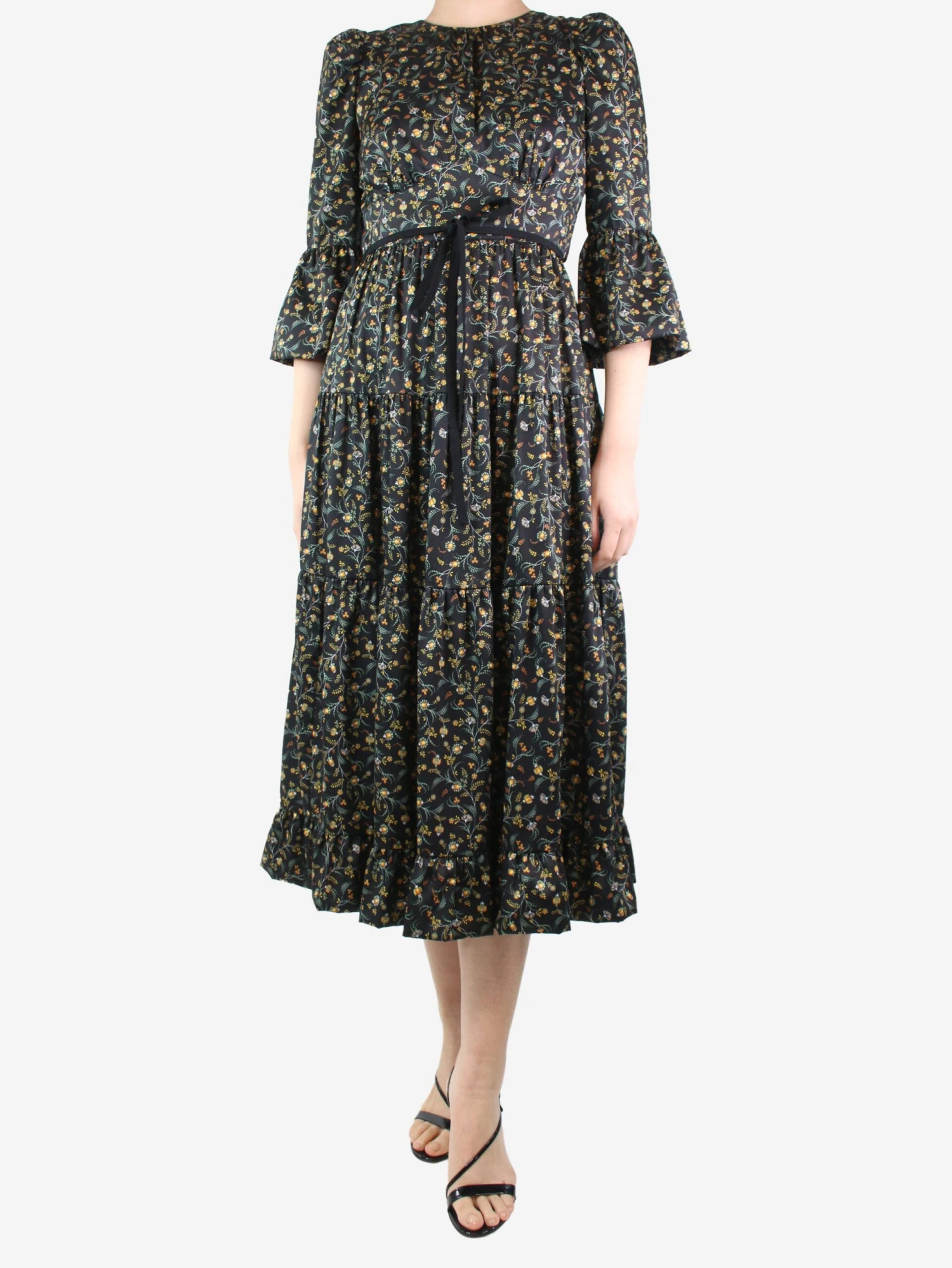 Black Floral Printed Dress - Size UK 8 3 Black Floral Printed Dress - Size UK 8